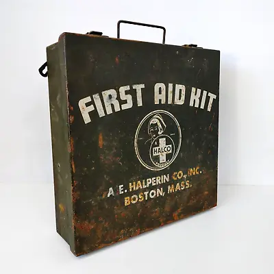 Antique Vintage A.E. Halperin Halco FIRST AID KIT W/ Contents ~ Boston Mass • $54.99