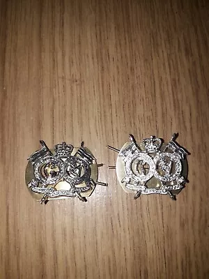 16th/5th Queen’s Royal Lancer’s Collar Badges With Fixings • £8