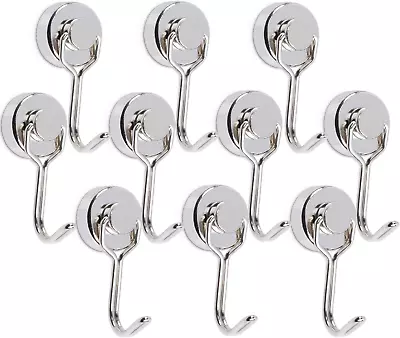 10Pcs Silver Swivel Swing Magnetic Hooks 35Lbs For Refrigerator Grill Key Holder • £16.61