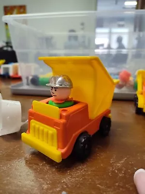 Vintage Fisher Price Little People Orange Yellow DUMP TRUCK Construction Truck • $0.99