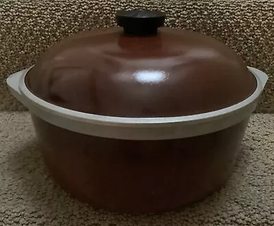 Vtg Beautiful 10” Brown CLUB Aluminum 4 Qt. Dutch Oven STOCKPOT W/ No Drip Lid • $25