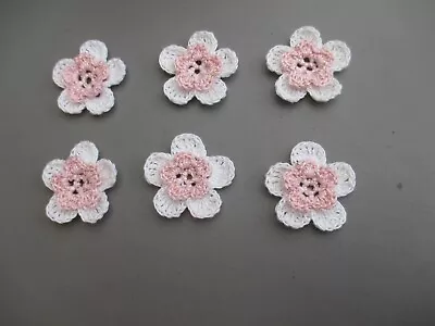 6 Beautiful 3.5cms Cotton Hand Crochet Flowers • £3.50