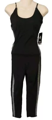 4 Laps Fourlaps M Elevate Jumpsuit Black Gray Side Stripes Workout Gym Wear Nwt • £43.32