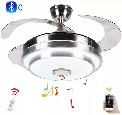 Modern Bluetooth Invisible Ceiling Fan LED Light Music Player Chandelier 36 /42  • $101.99