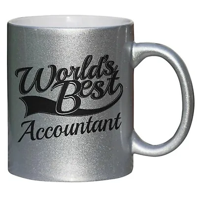 Accountant World's Best Secret Santa Birthday Gift Mug Silver Glitter • £16.45