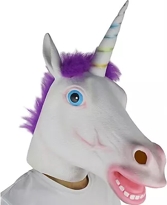 Fancy Dress Unicorn Latex Head Mask Unisex • £9.49