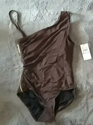 Nwt Michael Kors Size 6 Brown 1 Piece Swimsuit Shoulder Maillot Msrp 112.00 • $45.99