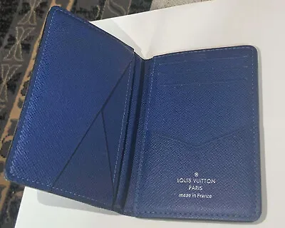 Louis Vuitton Blue Coated Canvas/Leather Pocket Organizer In Very Good Condition • $225