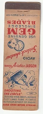 Matchbook Cover - Gem Razor Blades - Naval Aviation Jargon - Soothing The Circle • $1.99