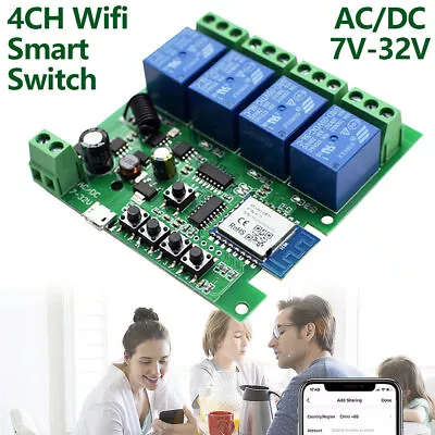 4CH Wireless WiFi RF Smart Switch Module+Remote TUYA Smart Life APP Fr ECHO Plus • $25.55