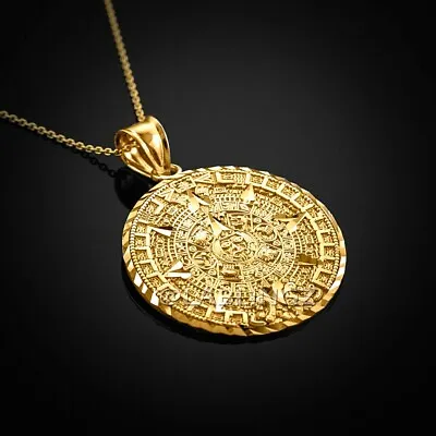 $499.99 • Buy Gold Aztec Mayan Sun Calendar Pendant Necklace