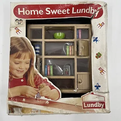 Vintage Home Sweet Lundby Dollhouse Furniture Bookshelf Wall Unit Shelves Books • $49