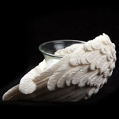 £6.39 • Buy Winged White Angel Resin And Glass Votive Holder Tea Light Holder Gift Novelty