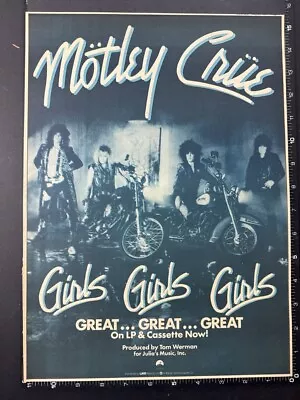 MOTLEY CRUE - GIRLS GIRLS GIRLS 15X11  1987 Poster Sized Advert L348 • $18.64