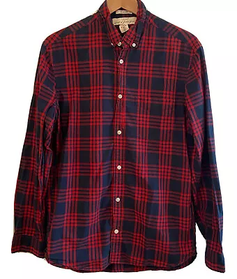 Label Of GRADED GOODS Shirt Mens Medium Red Blue Plaid Long Sleeve Regular Fit • $13.95