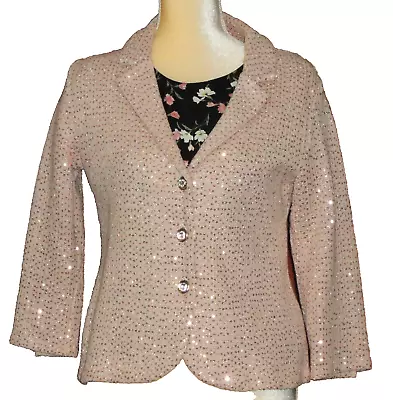 Eci New York Women's Sz M Sequin Blush Pink Blazer Sweater/Jacket  • $14.50