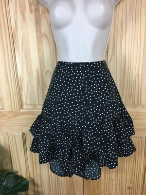 £9 • Buy Boohoo 20 Skirt Womens Shorts Skorts Polka Dot Ruffle Black White A Line Frill