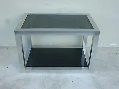 High Quality 70's Pace Style Aluminum Rectangular Table W Black Glass Inserts • $600