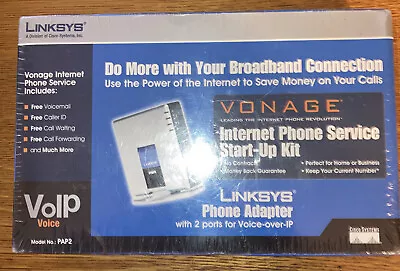 $28.21 • Buy Linksys Phone Adapter Vonage With 2 Port Voice Over IP VOIP PAP2~~FACTORY SEALED