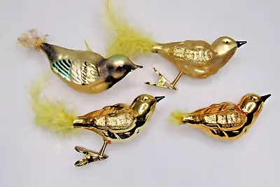 Lot 4 VTG Blown Glass Clip On SONG Feather Tail BIRD Christmas Ornaments Germany • $25