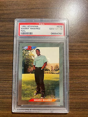 1992 Bowman Foil Manny Ramirez ROOKIE CARD PSA GEM MINT 10 GEM MT 10 #676 • $65