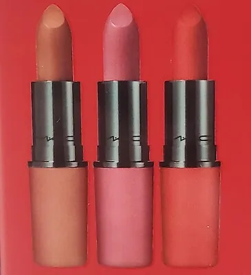 MAC 3 Piece Lipstick Set Three Cheers! Matte Bestsellers Nude/Mauve/Red $63Value • $39.95