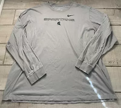Nike Michigan State Spartans Long Sleeve T-shirt Size Men’s XXXL 3X Gray Tee • $17.99