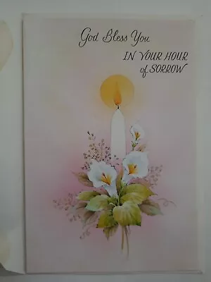 Vintage Greeting Card With Envelope God Bless You In Your Hour Of Sadness • $7.51