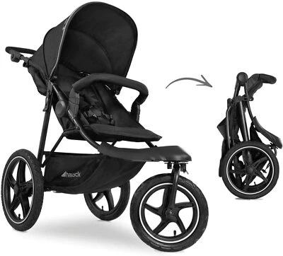 £194.99 • Buy NEW Hauck Runner 2 Air 3 Wheeler Pushchair Jogger Buggy In BLACK+RC Upto 4 Years