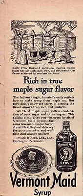 1944 Vermont Maid Syrup Vintage Print Ad WWII Era Log Cabin Maple Sugar Flavor • $8.99