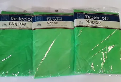 3 Green  Party Vinyl Tablecloth Flannel Backed  52 X 70 • $14