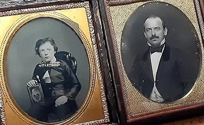 2 CHOICE 6th Sixth-plate Daguerreotype & Ambrotype Pair Of Cased Photos Images  • $139.49