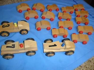 RARE 18 Lot Dippon 1960s Vintage VW Germany Toy Wooden Wood Race Car & 3 Drivers • $175