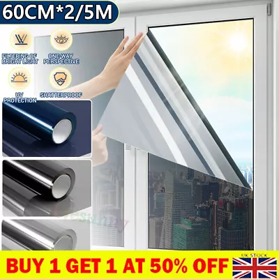 One Way Mirror Window Film UV Reflective Privacy Tint Foil Home Glass Sticker K_ • £3.40