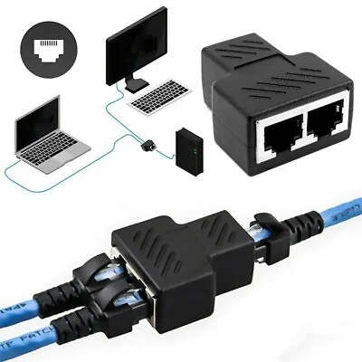 $5.15 • Buy 1 To 2 RJ45 Splitter Adapter Dual Female Port LAN Ethernet Convertor A