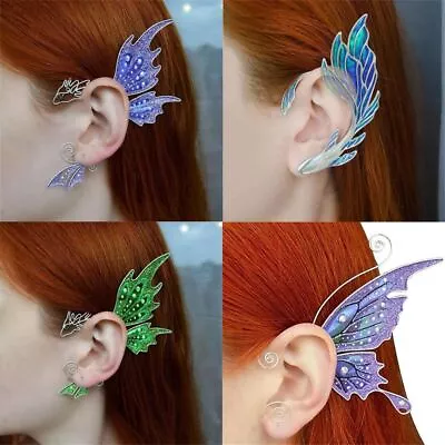 Style Elf Wings Ear Cuff Tragus Earrings Butterfly Ear Sleeve Dragon Ear Wrap • $19.09