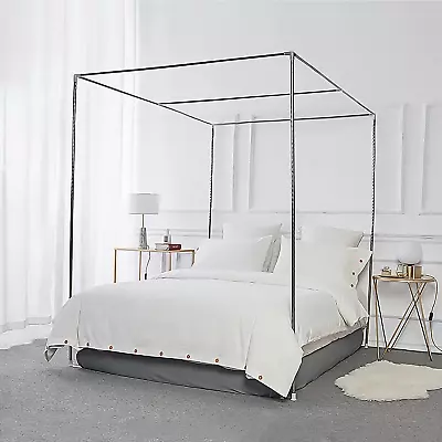 Canopy Bed Frame Stainless Steel Full Size Bed Canopy Frame & Bed Poles Fit For • $65.16