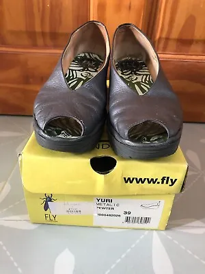 Fly London Yuri Wedge Shoes 39 Pewter • £14.99