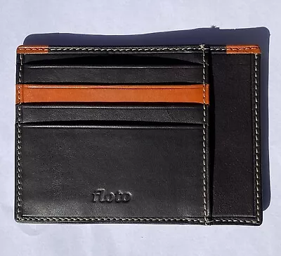 NEW Men Sono Milano Vertical Wallet Italy Lambskin Leather Vecchio Brown/Orange • $125