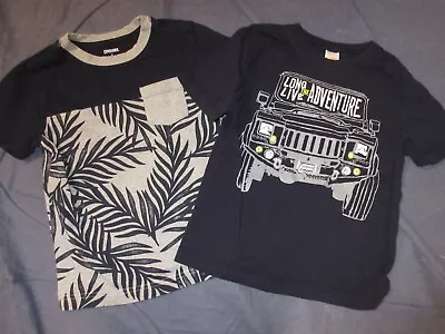 2 Boys Tee T-Shirts By GYMBOREE - Sz 5 - JEEP/TRUCK & Blue/Gray W/ LEAF Pattern • $5