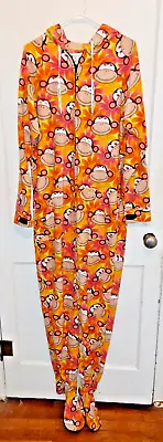 $34.99 • Buy Jumpin Jammerz Footed Hooded Pajamas Adult Medium Orange Monkey Full Zip 