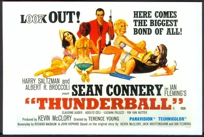 Modern FILM POSTER Postcard: THUNDERBALL - Sean Connery As James Bond • £3.25