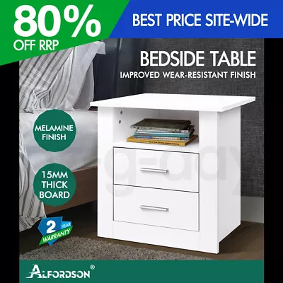 ALFORDSON Bedside Table Nightstand Storage Cabinet Side Table Classic White • $64.95