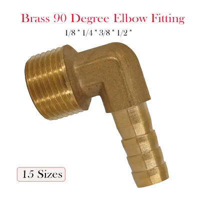 £4.19 • Buy Brass 90 Degree BSP Male Female Elbow Barbed Hose Tail Pipe Air Gas Fittings New