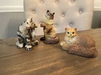 Resin Stone Kitty Cat Kitten Figurines Vintage Lot Of Miniature Kitties • $14.99