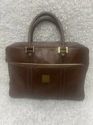 MCM Leather Briefcase Laptop Bag Brown • $449.99