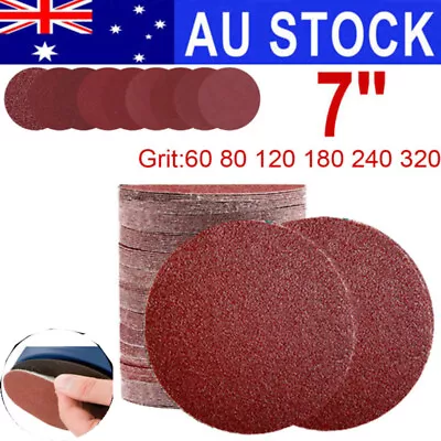 7  Sanding Discs 180mm Sandpaper Pad Abrasive 60 80 120 180 240 320 Grit 50/100X • $26.69