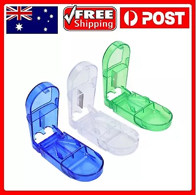 $8.99 • Buy Portable Drug Pill Box Medicine Tablet Cutter Organizer Container Case Holder 