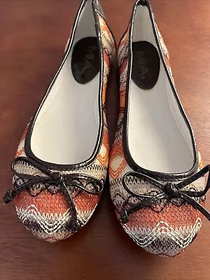 MIA Cloth Desert Print Ballet Flats Slip On Round Toe W/ Bow Size 9 • $16