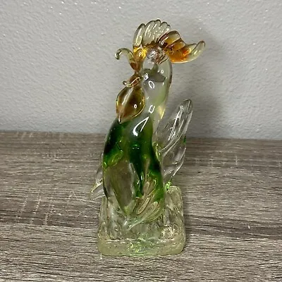 VTG Style Murano Art Glass Rooster Sculpture Hand Blown Multi-Color Glass • $45